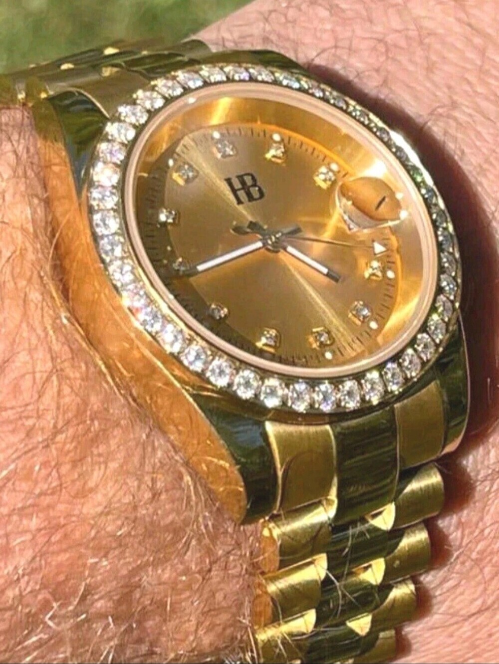 MOISSANITE Automatic Presidential Watch Gold Plated Iced Pass Diamond Test 41mm - Picture 4 of 8